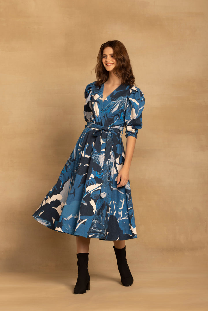 Sara Blue Wrap Dress