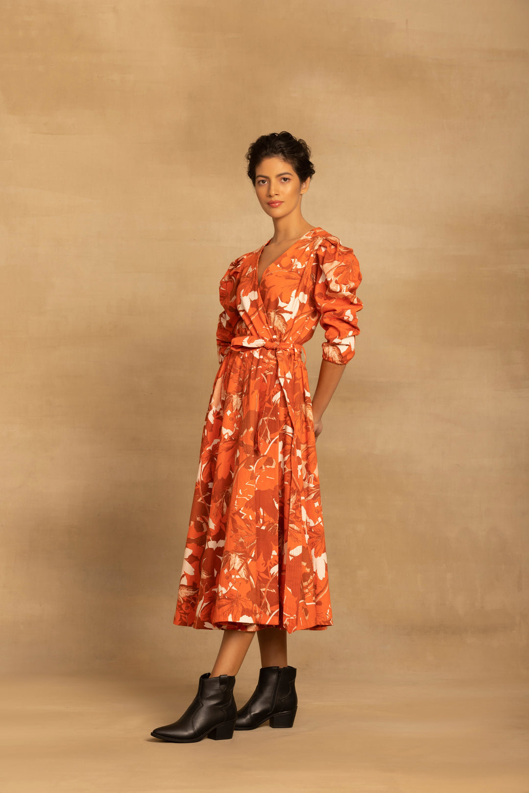 Sara Rust Wrap Dress