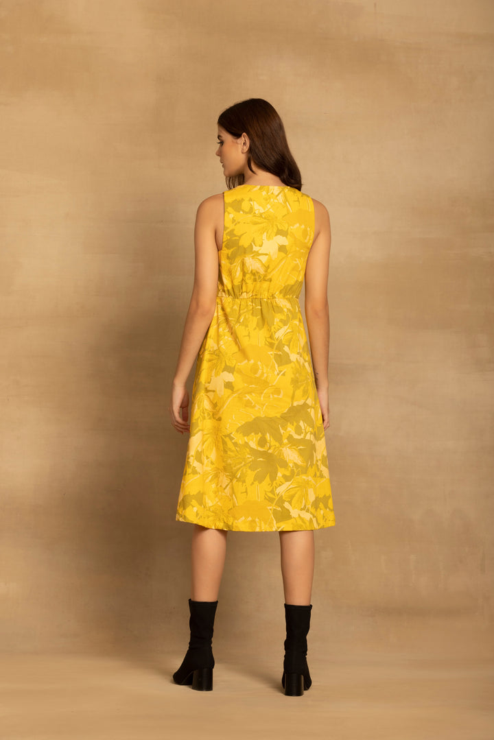 Sara Yellow Sleeveless Dress