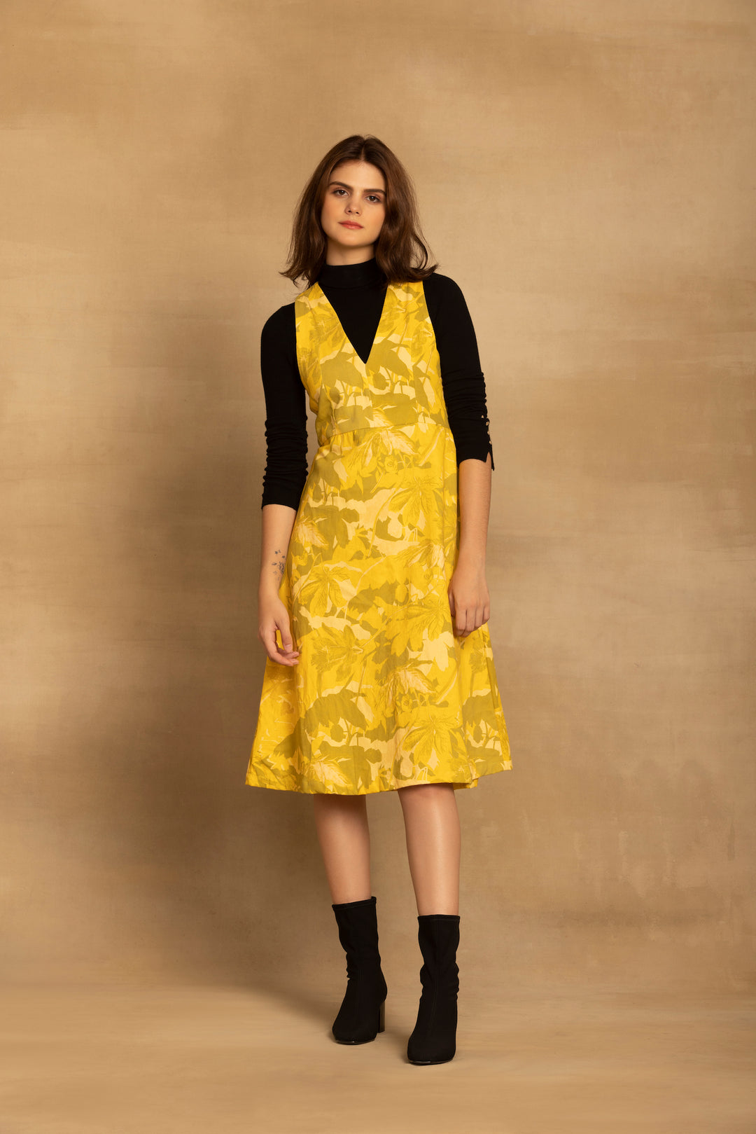 Sara Yellow Sleeveless Dress