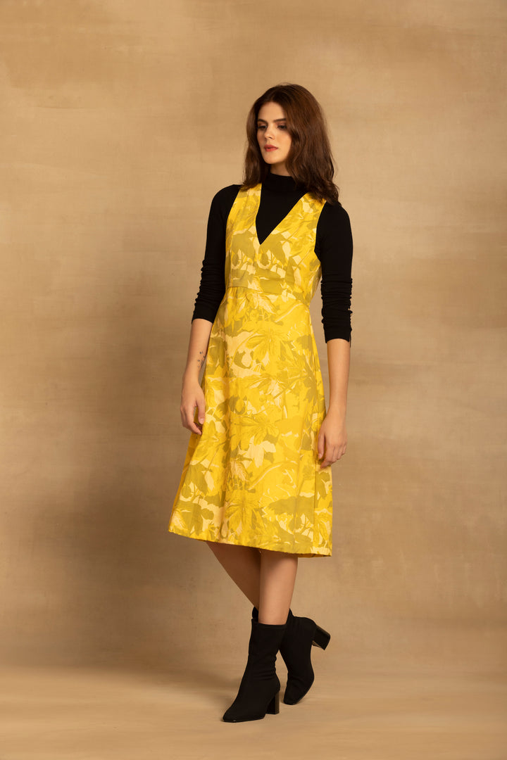 Sara Yellow Sleeveless Dress