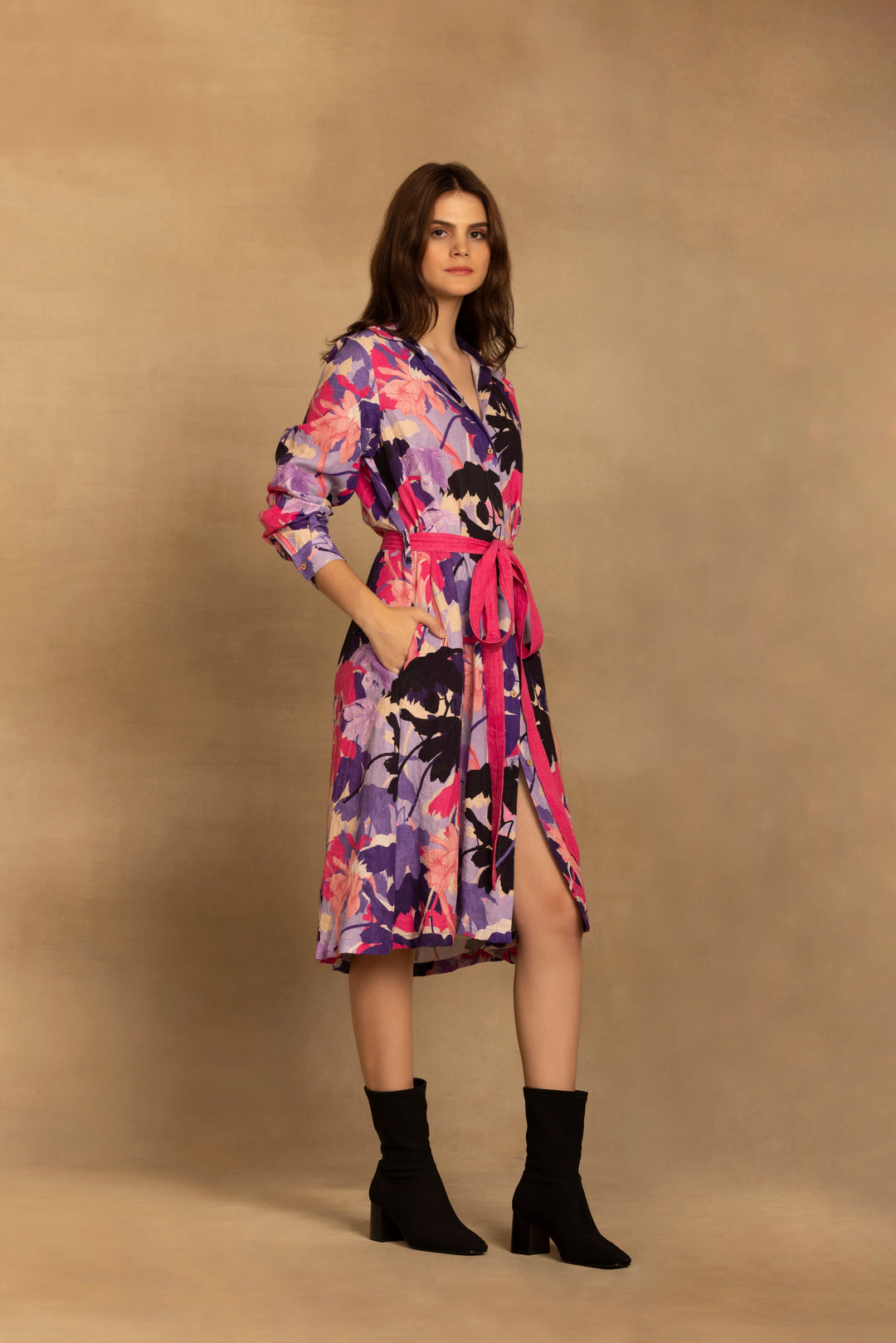 Sara Purple Shirt Dress