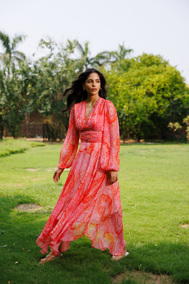 Anya Ruching Long Dress