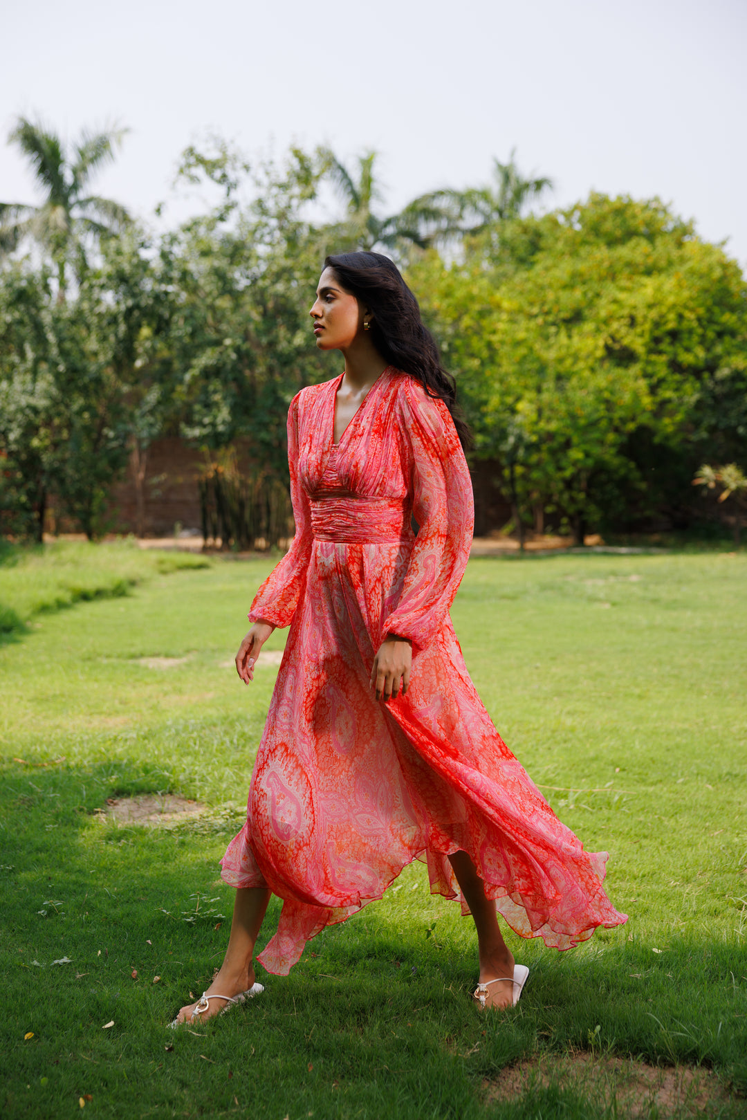 Anya Ruching Long Dress