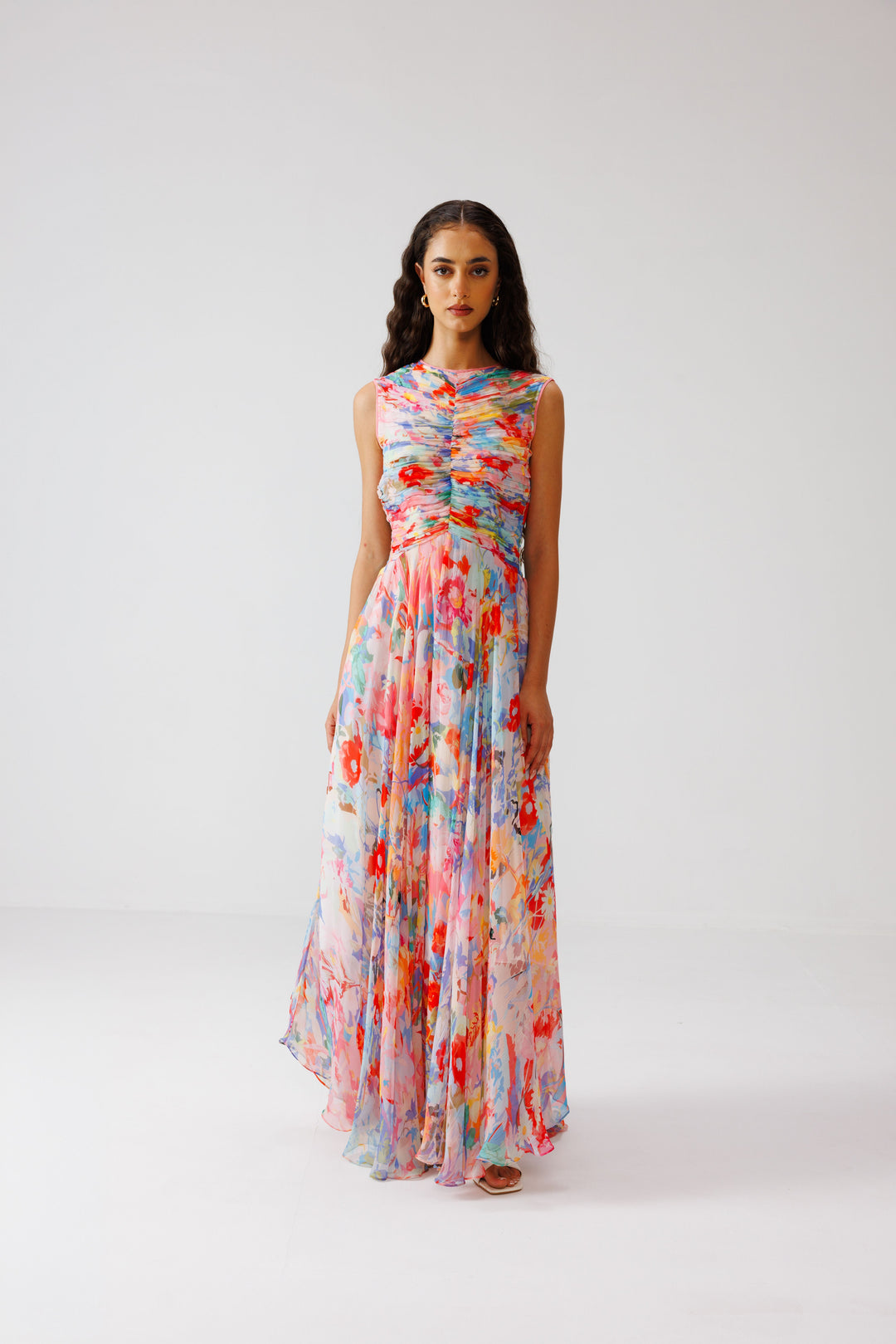 Zoe Ruching Long Dress