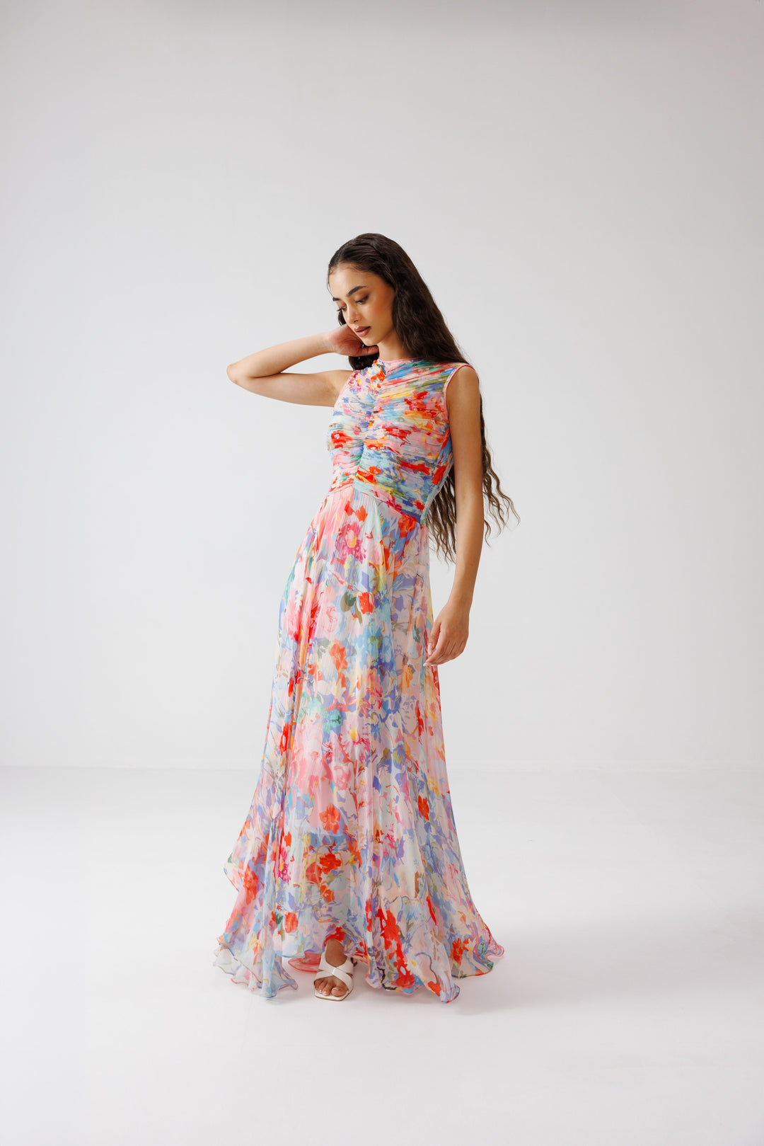 Zoe Ruching Long Dress