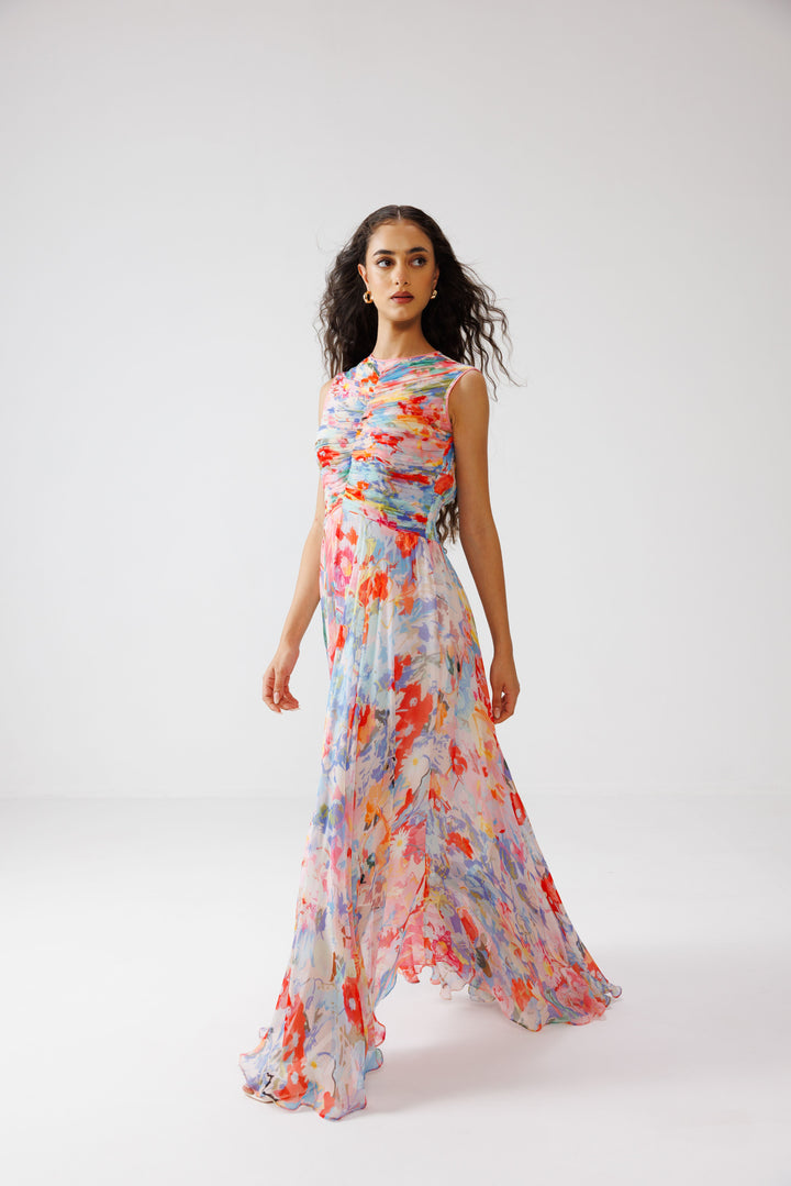Zoe Ruching Long Dress