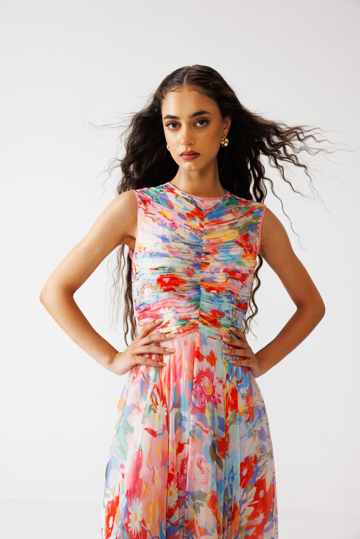 Zoe Ruching Long Dress