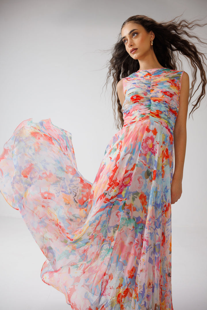 Zoe Ruching Long Dress