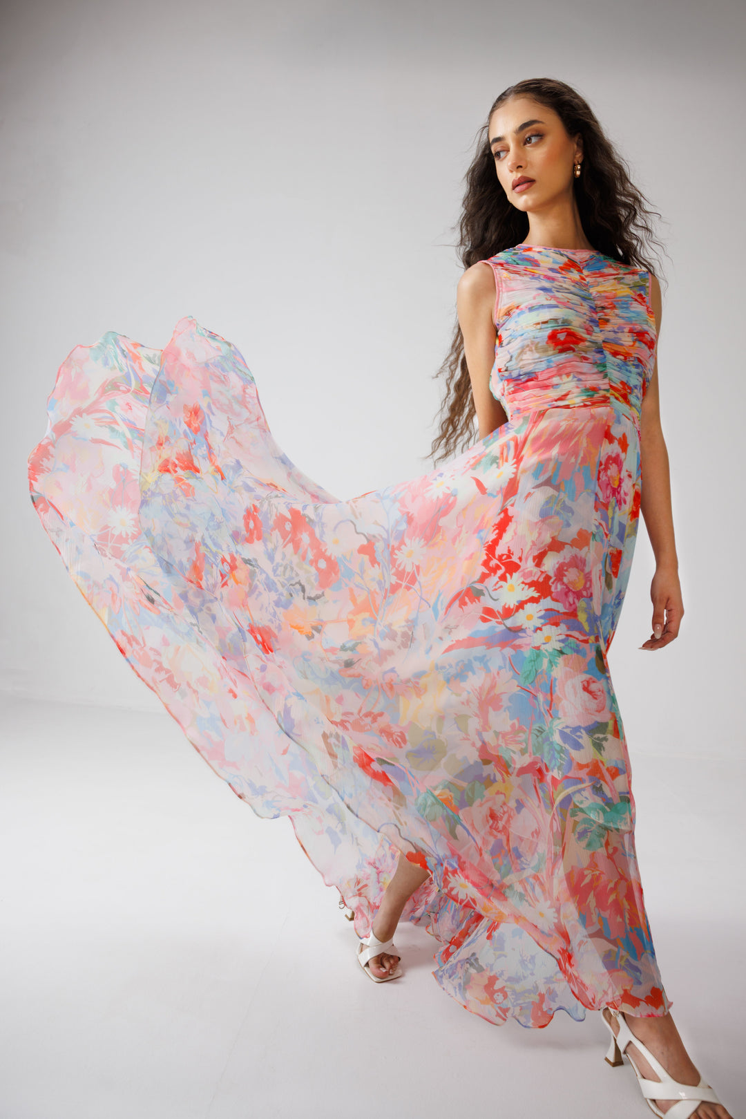 Zoe Ruching Long Dress