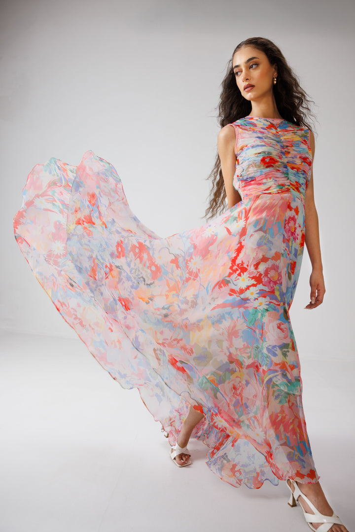 Zoe Ruching Long Dress
