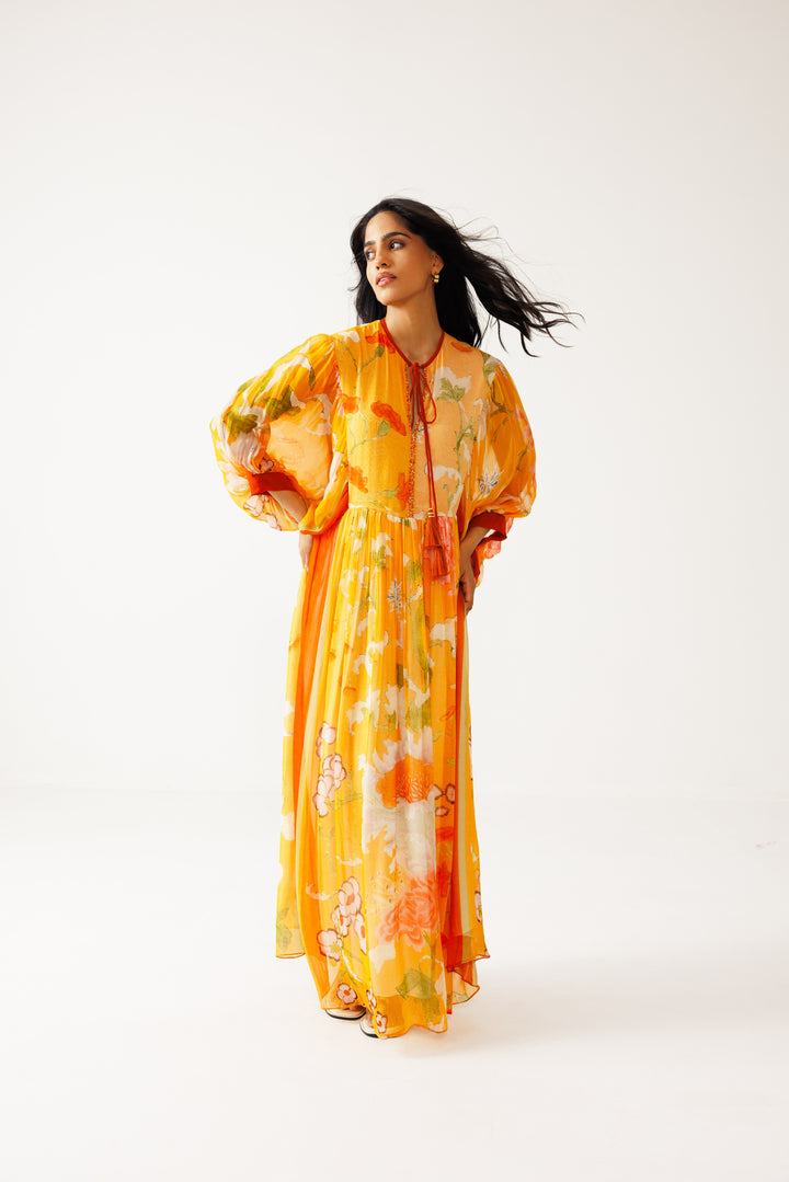 Avni Long Dress - Orange