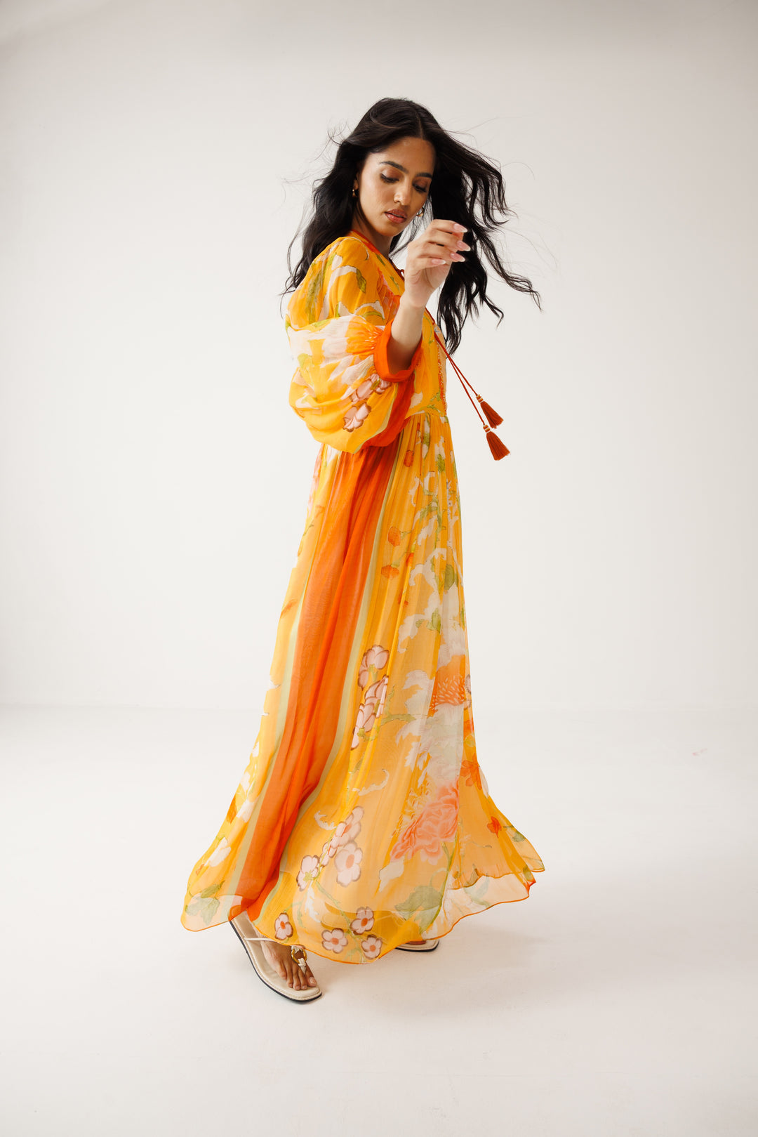 Avni Long Dress - Orange