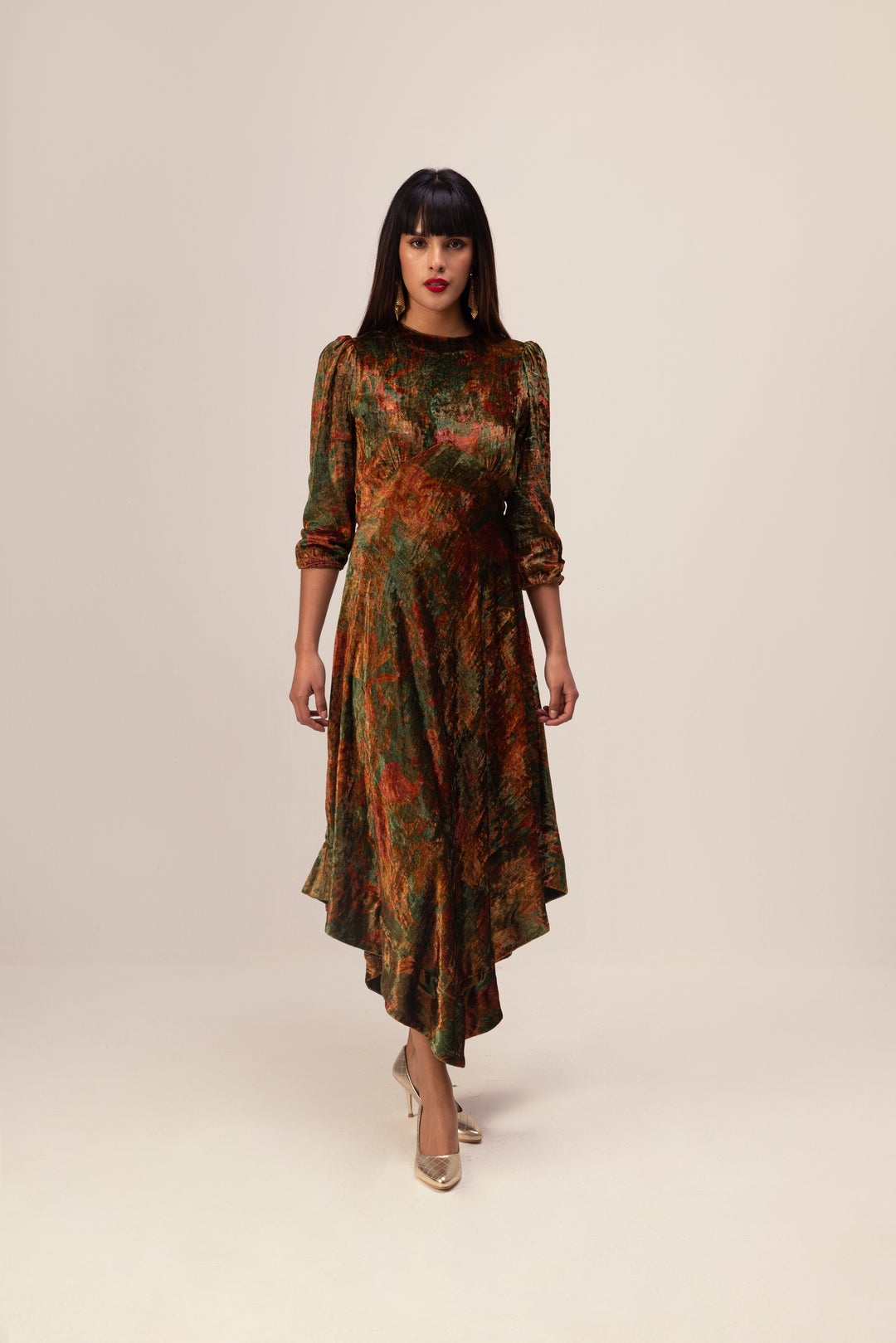 Nargis Asymmetric Dress - Green