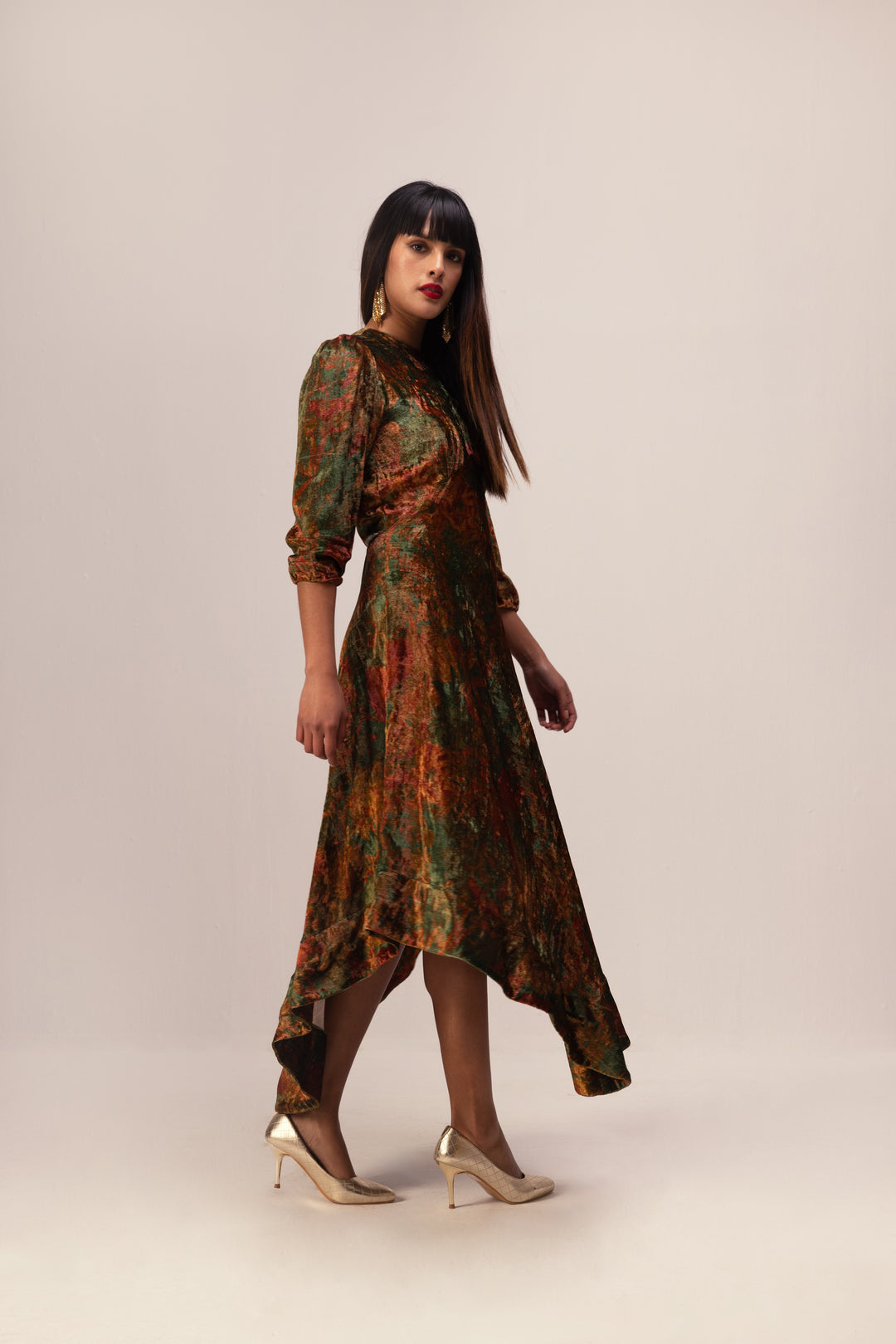 Nargis Asymmetric Dress - Green