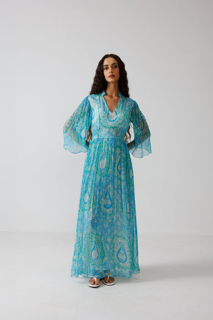 Anya Long Dress- Turquoise
