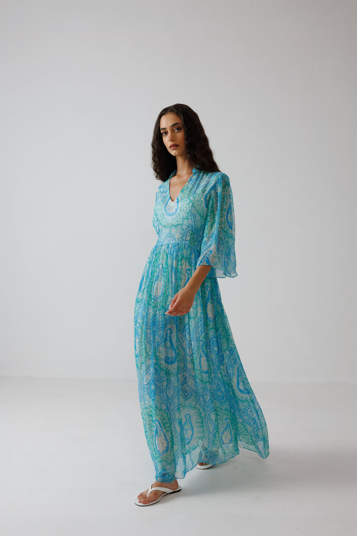 Anya Long Dress- Turquoise