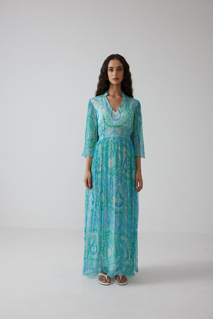 Anya Long Dress- Turquoise