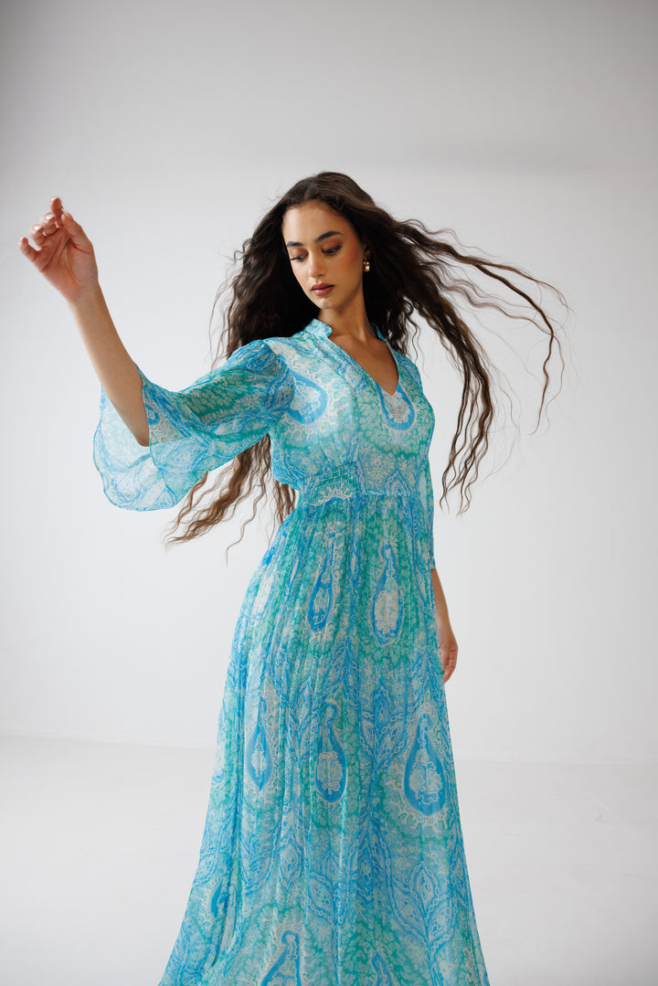 Anya Long Dress- Turquoise