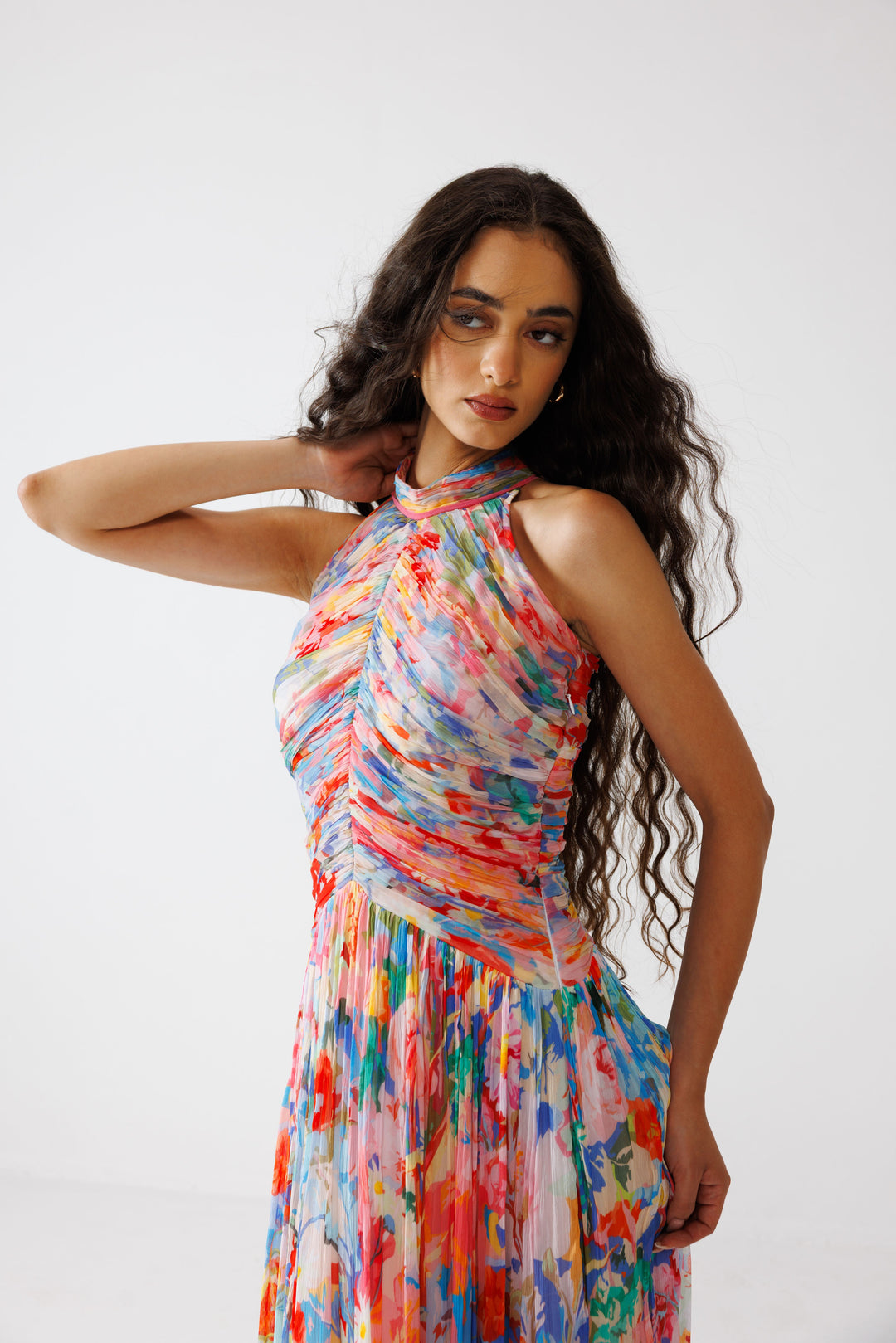 Zoe Ruching Halter Dress
