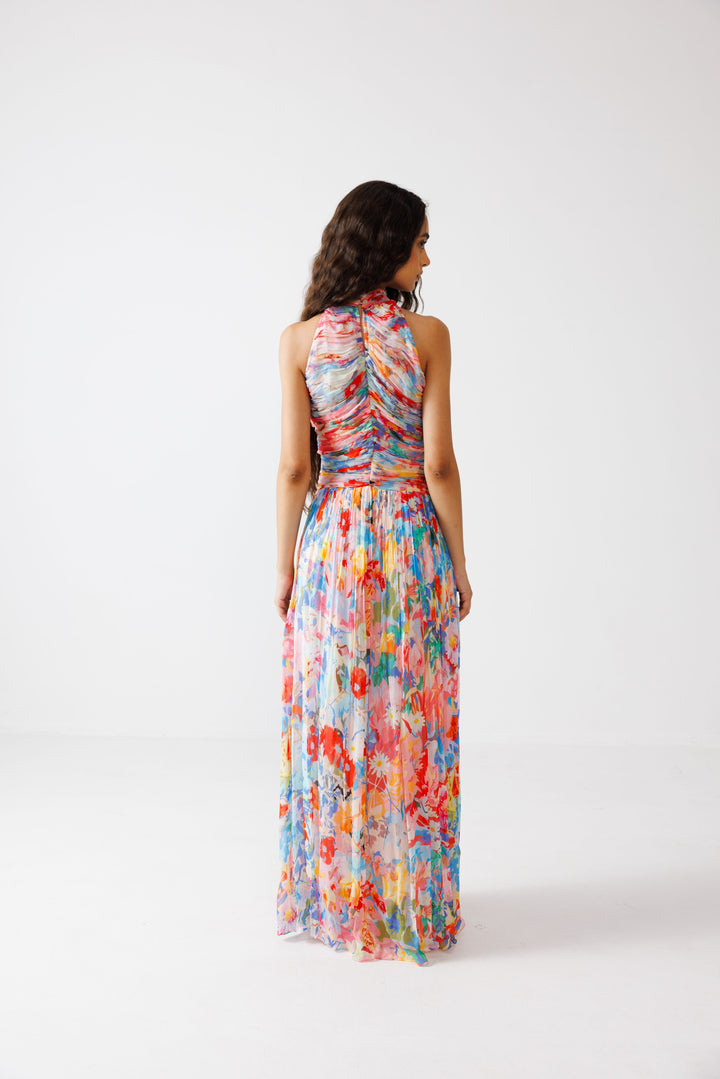 Zoe Ruching Halter Dress
