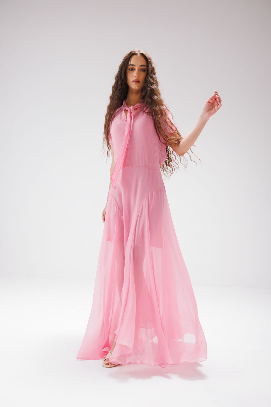 Tie-knot Panelled Dress- Rose
