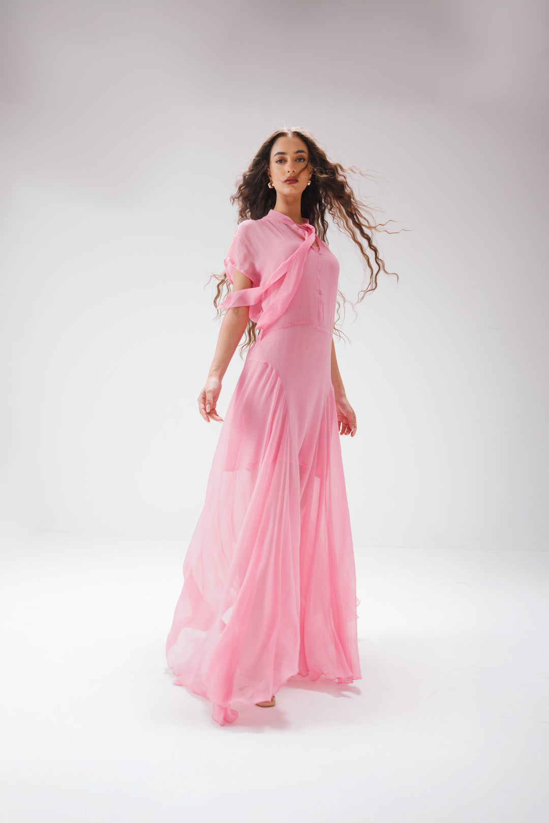 Tie-knot Panelled Dress- Rose