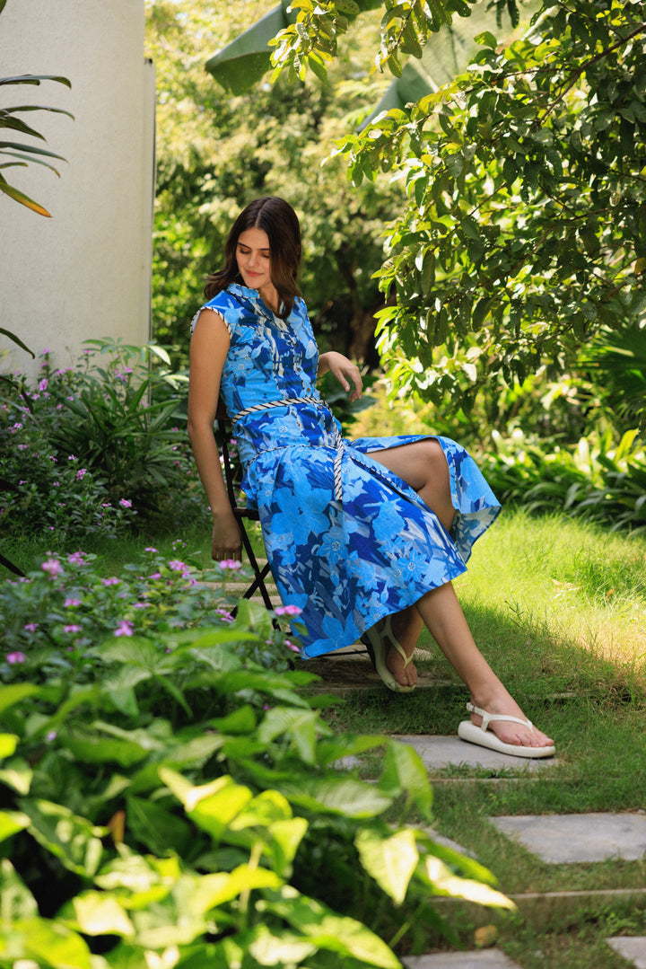 Vanika Blue Sleeveless Dress