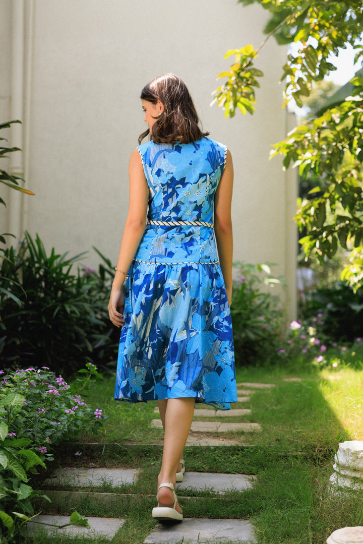 Vanika Blue Sleeveless Dress