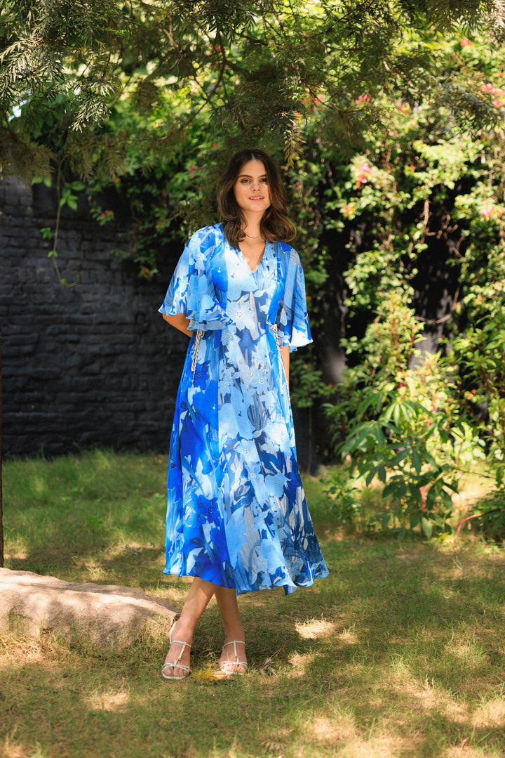 Vanika Blue Midi Dress
