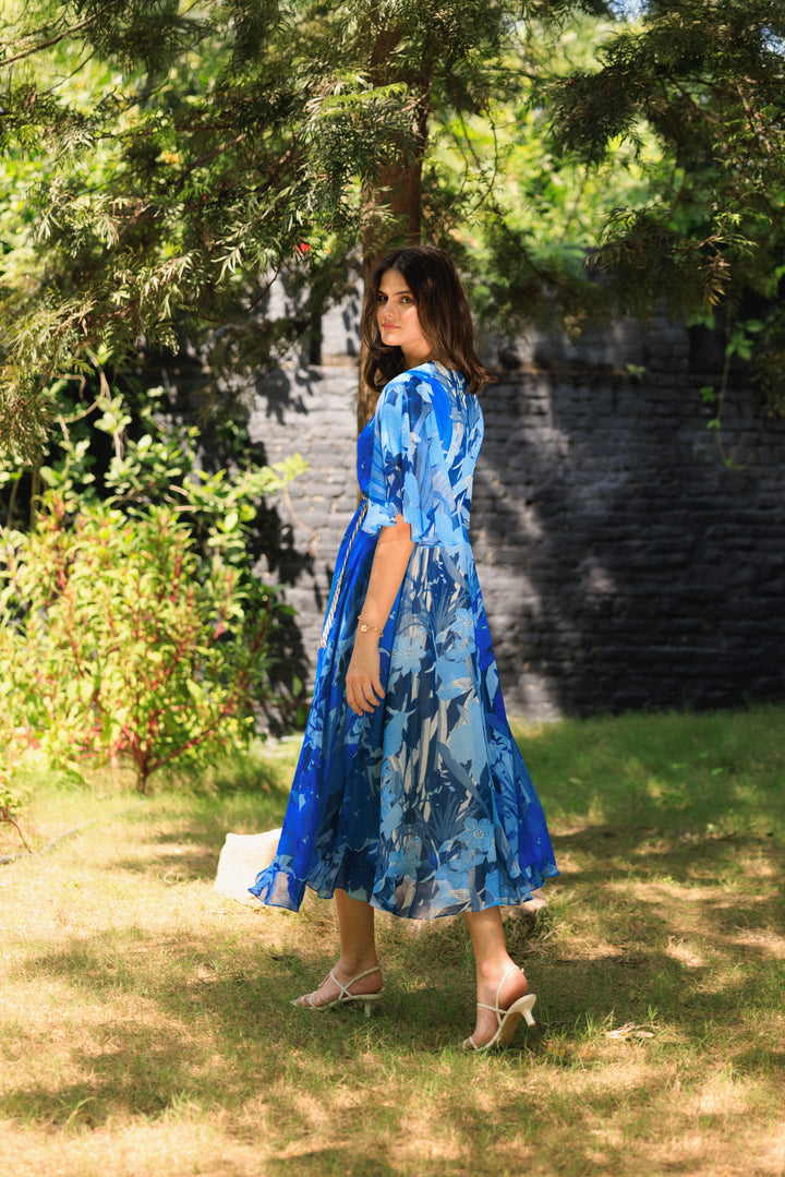 Vanika Blue Midi Dress