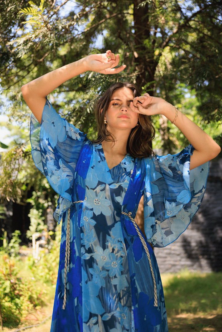 Vanika Blue Midi Dress