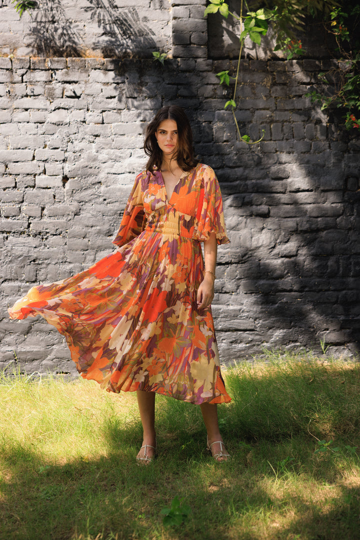 Vanika Coral Midi Dress