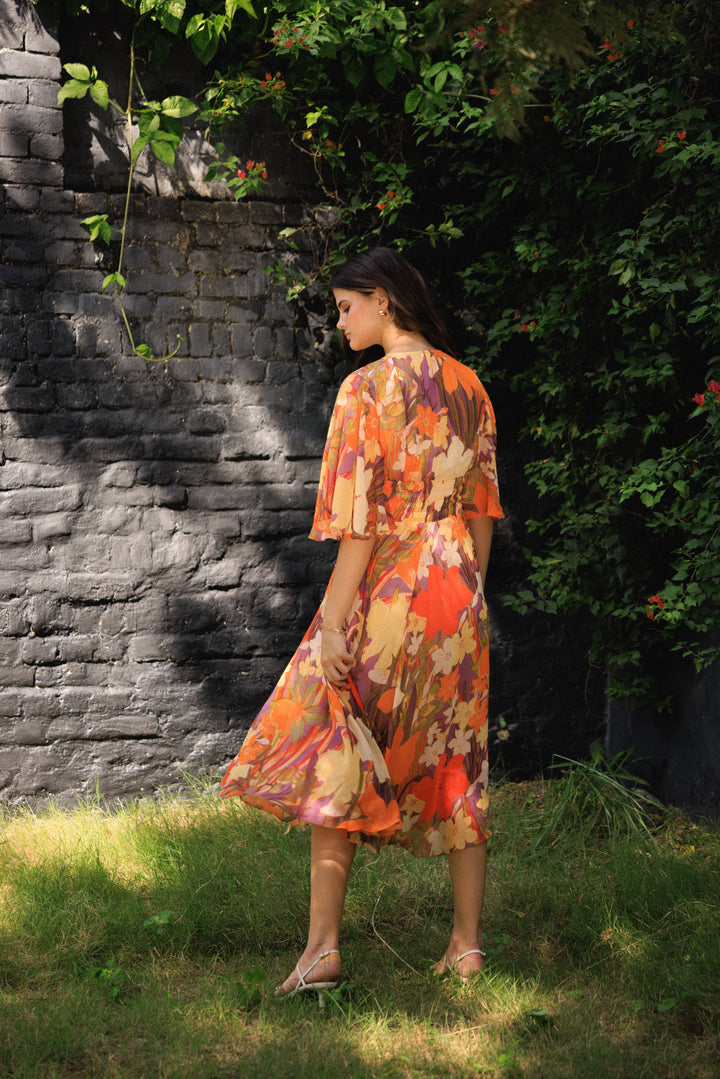 Vanika Coral Midi Dress