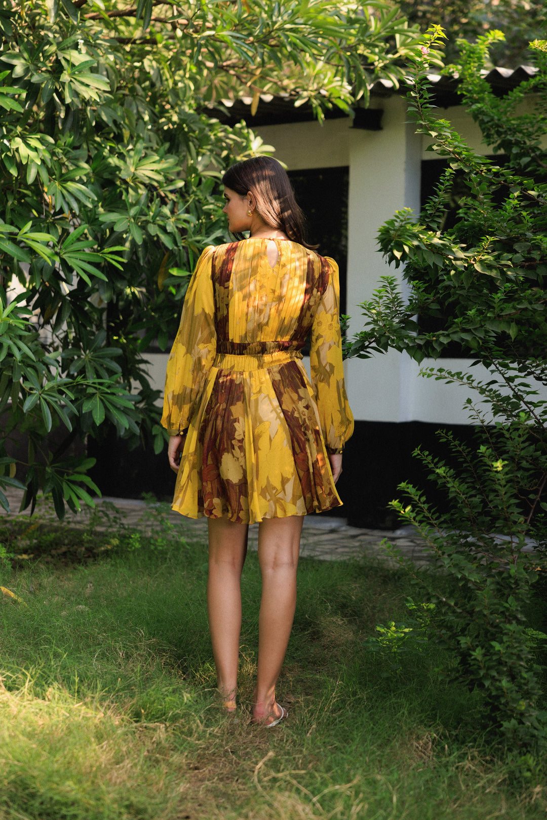 Vanika Ochre Brown Short Dress