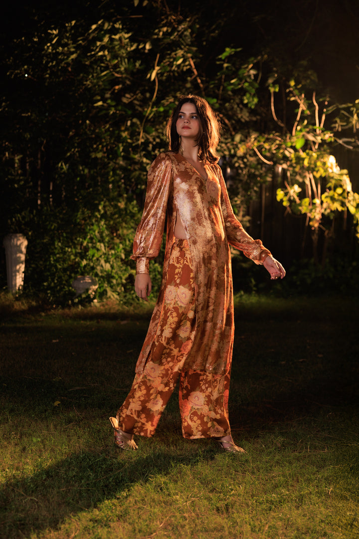 Amber Shimmer Tunic Set