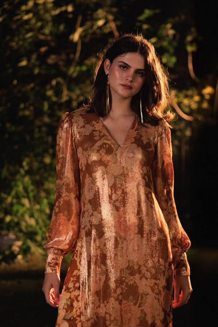 Amber Shimmer Tunic Set