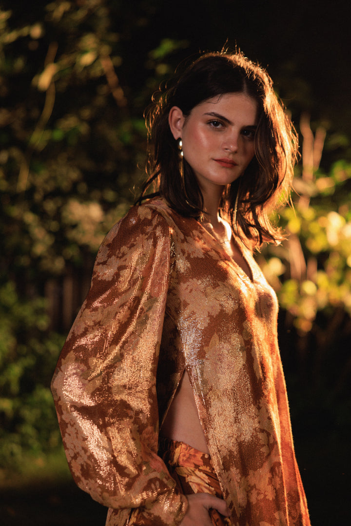 Amber Shimmer Tunic Set