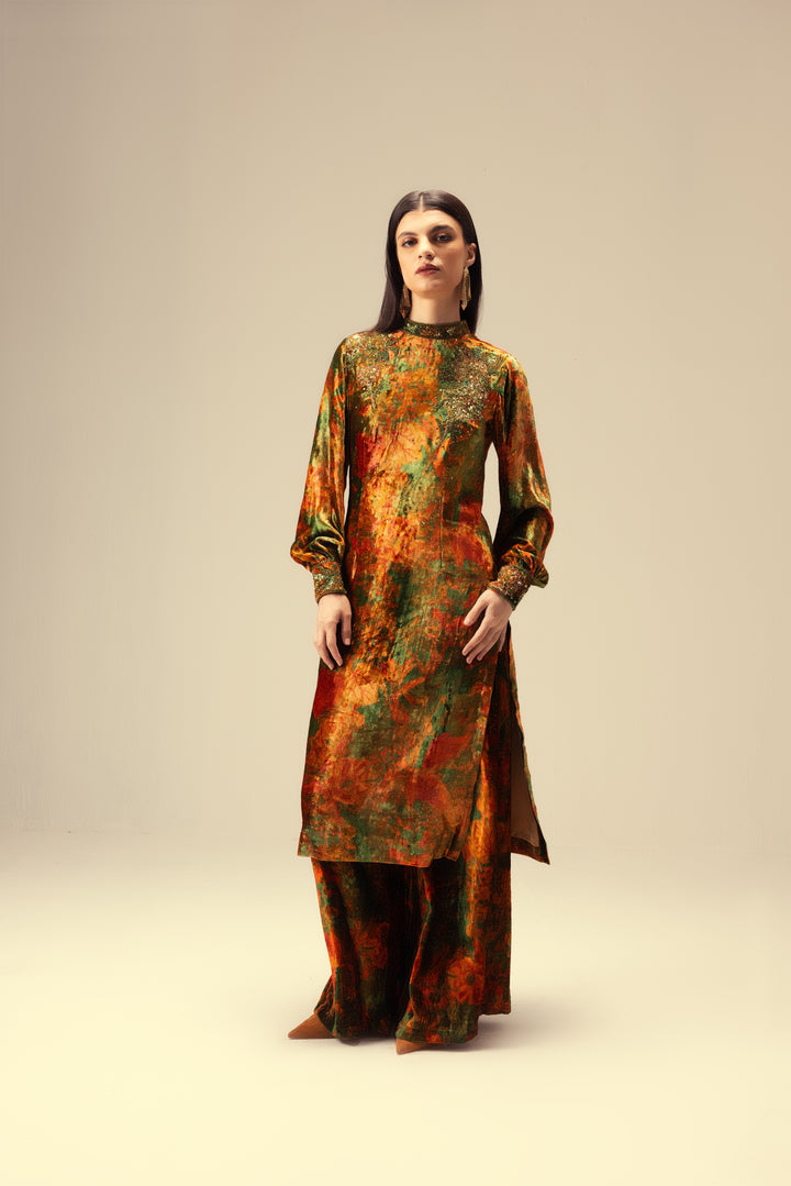 Nargis Embroidered Tunic Set - Green