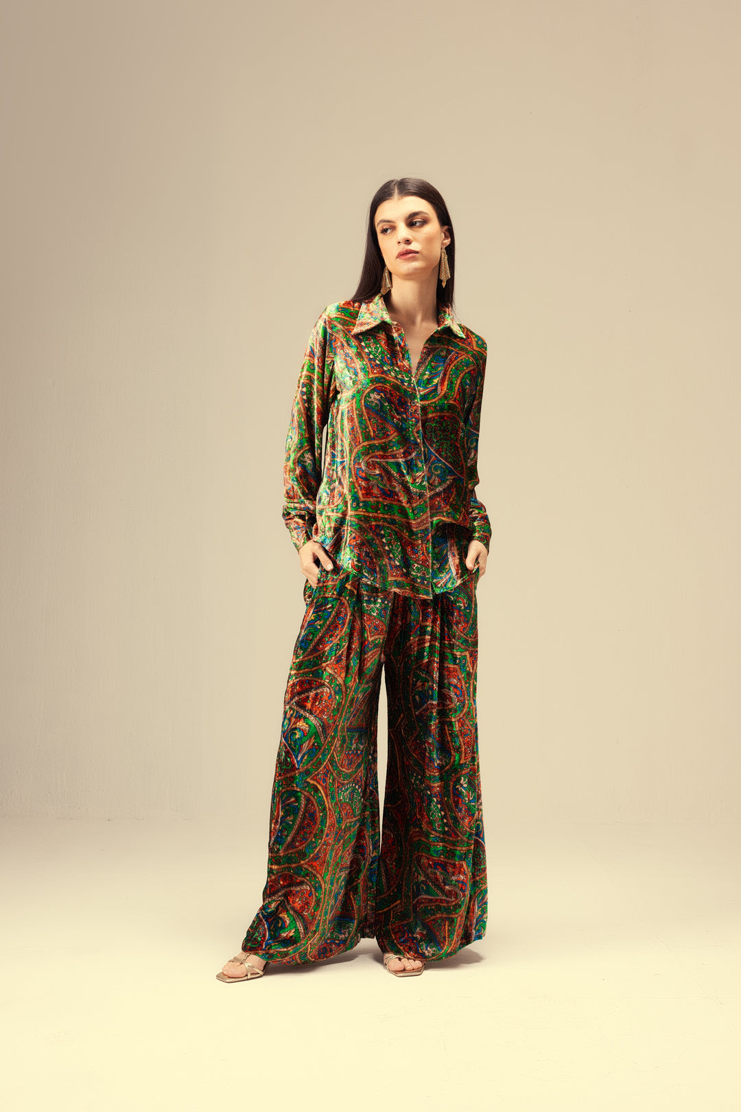 Amaya Shirt & Pants Co-ord Set - Green