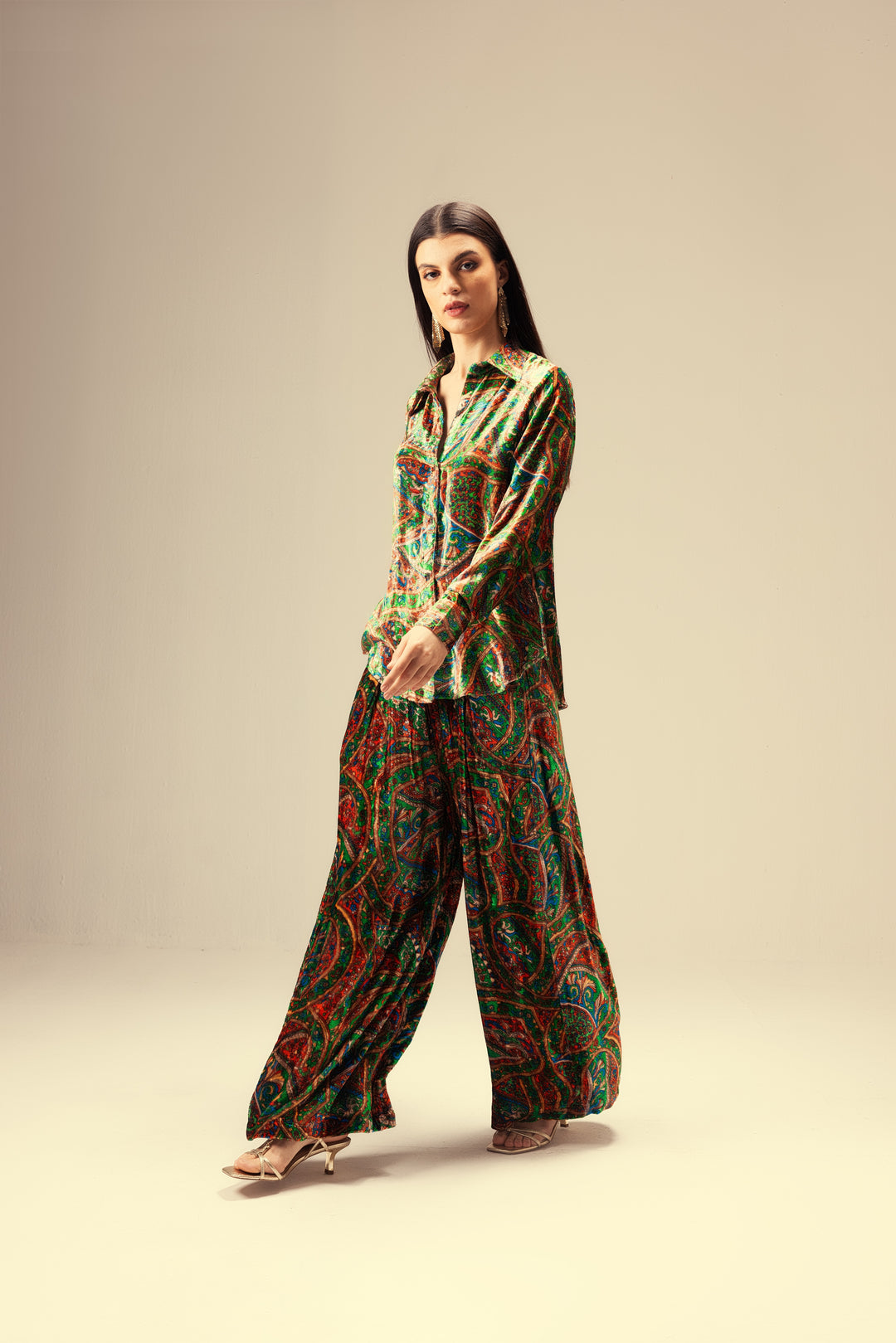 Amaya Shirt & Pants Co-ord Set - Green