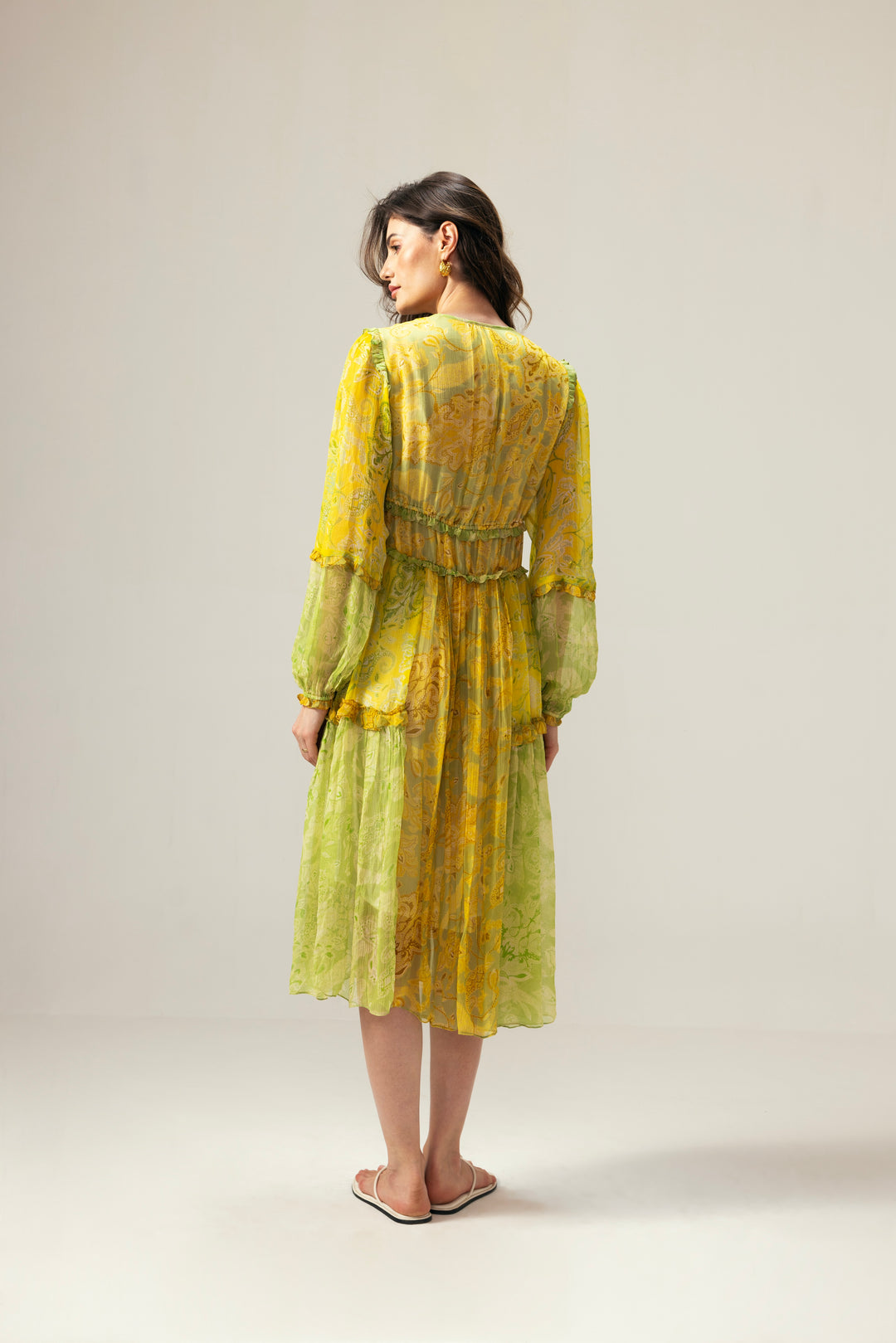 Mila Midi Dress– Lime yellow