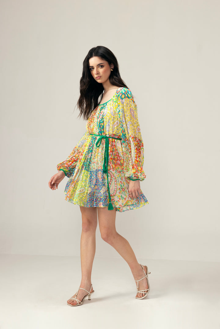 Myra patchwork short dress