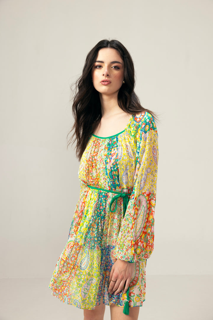 Myra patchwork short dress