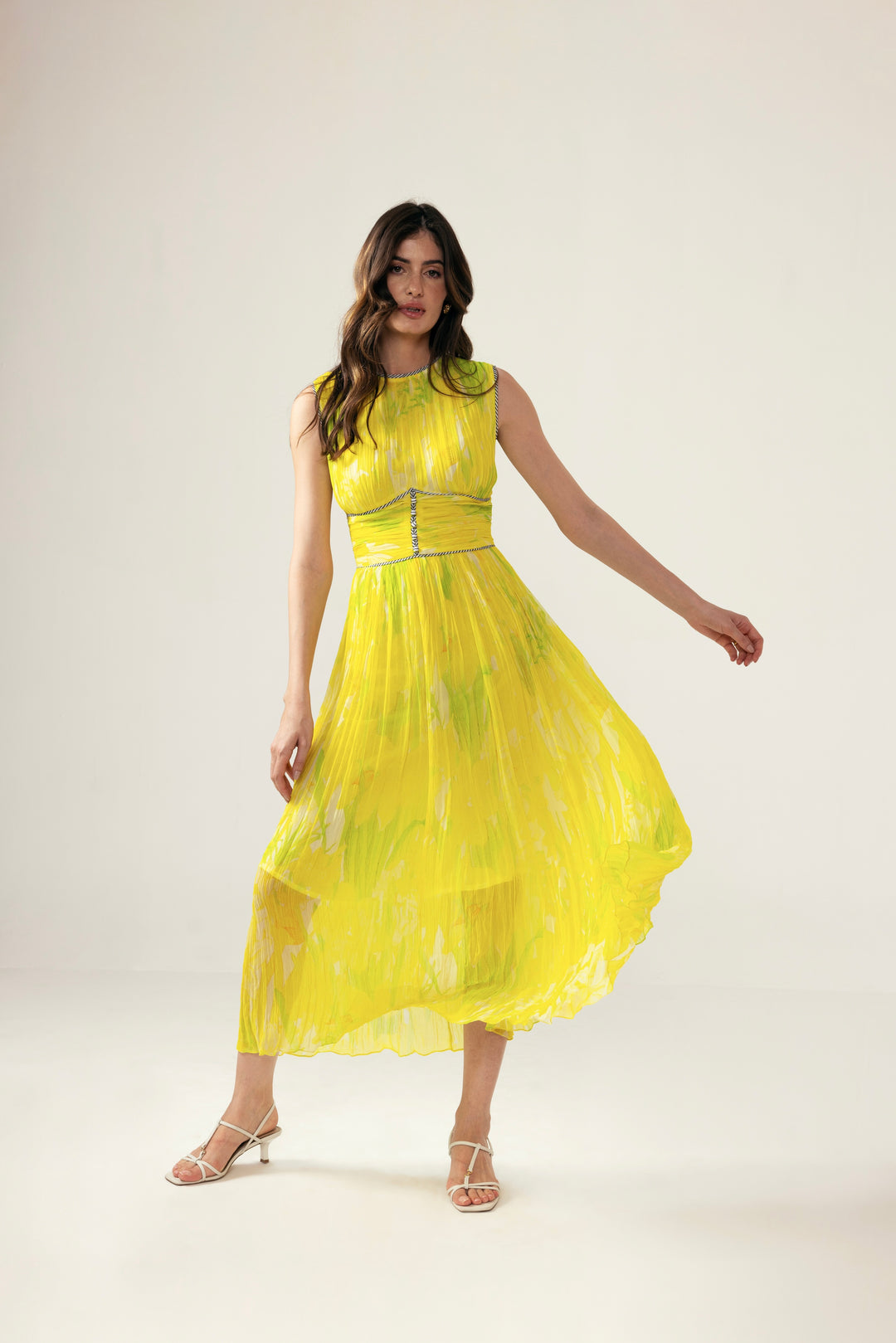 Alina yellow ruching  dress