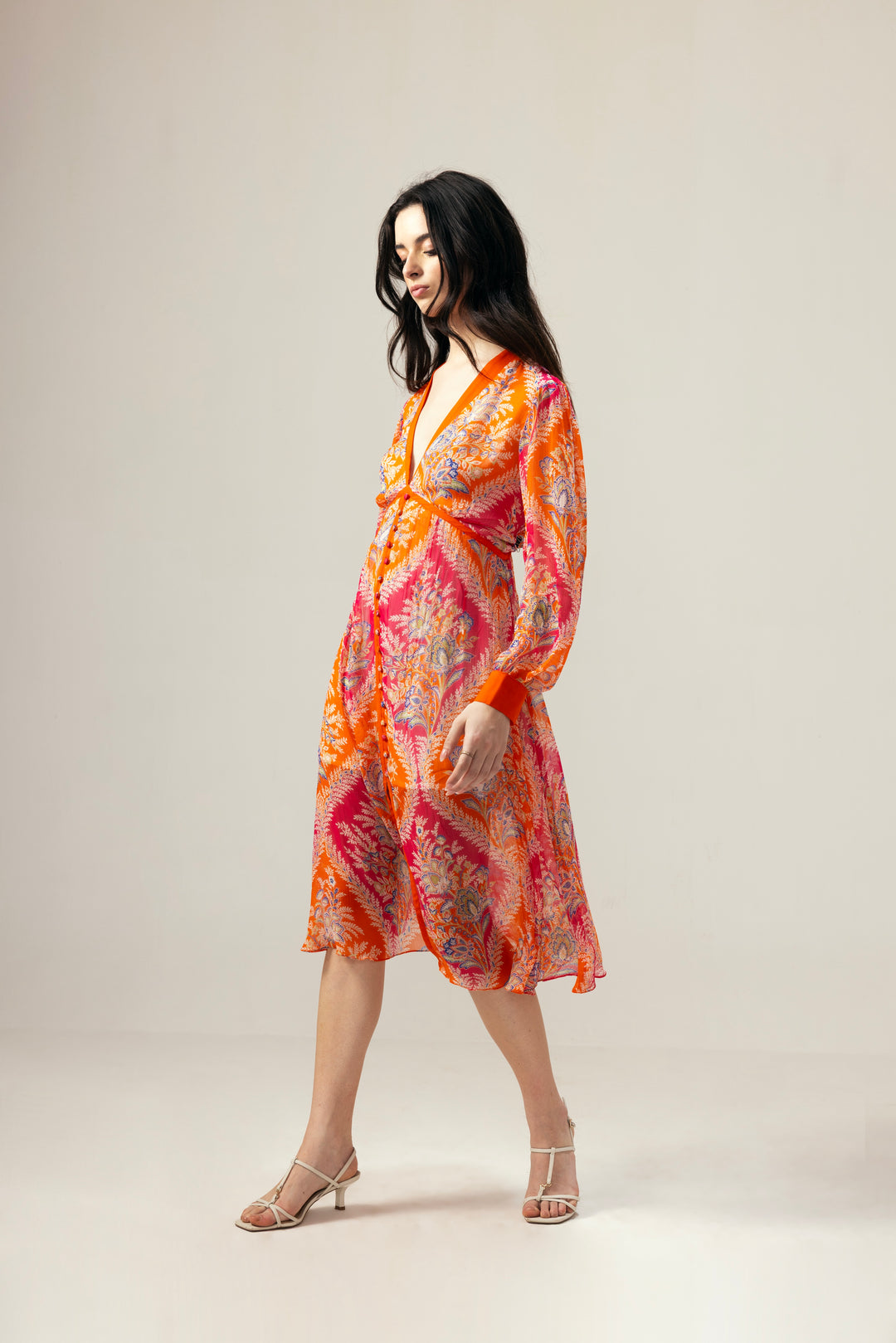 Vera Midi Dress – Red & Pink