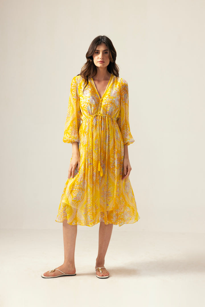 Vera Midi Dress – Yellow