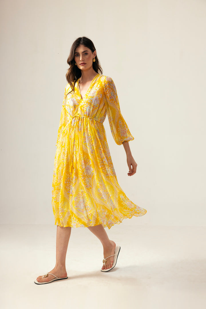 Vera Midi Dress – Yellow