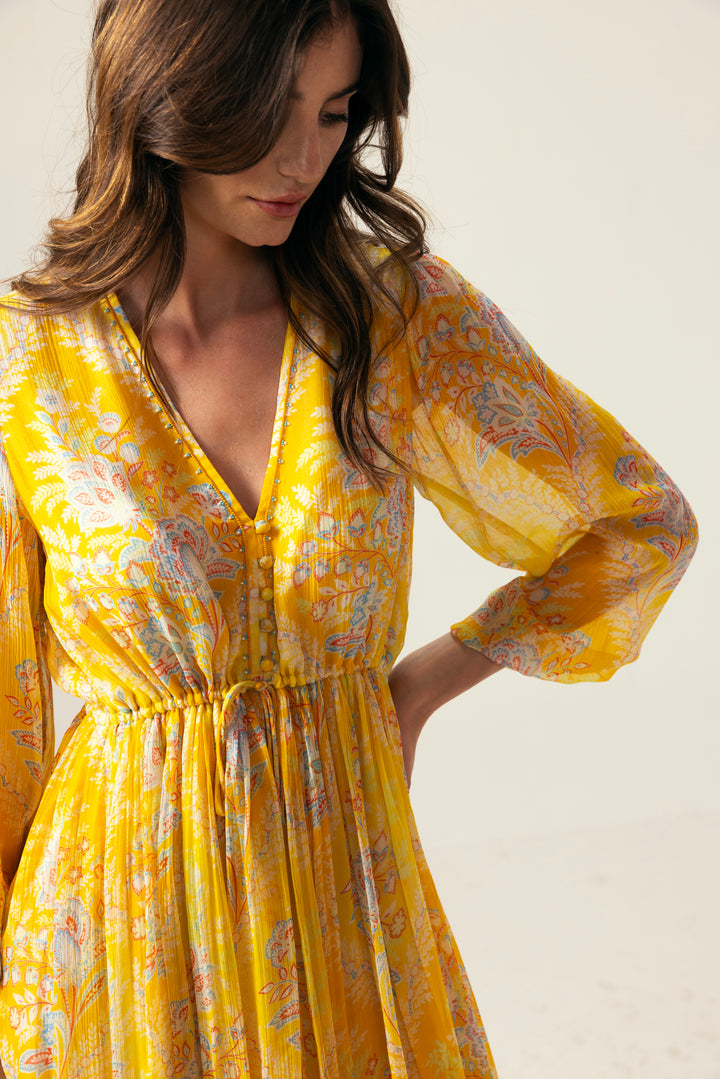 Vera Midi Dress – Yellow