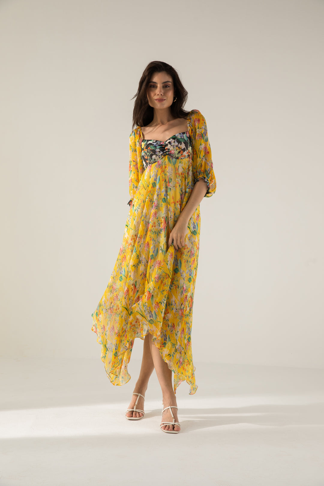 Bella Asymmetric Dress Yellow